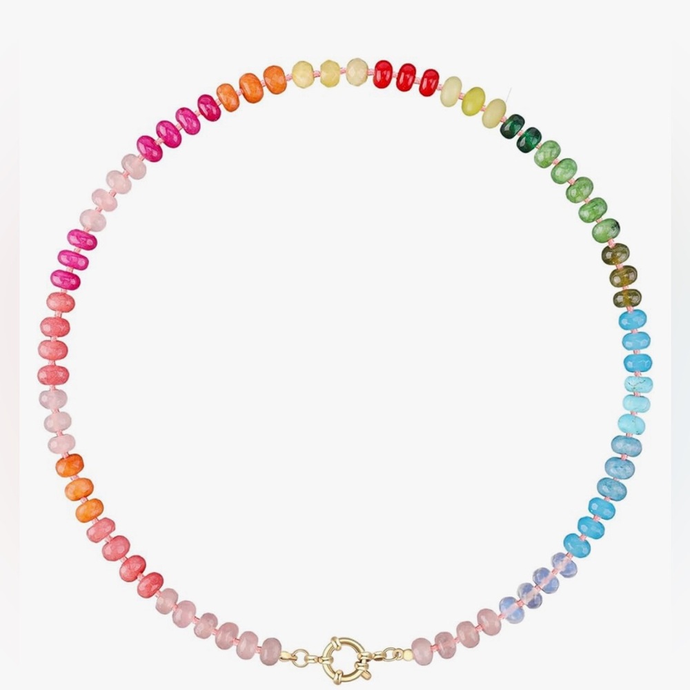 Rainbow colorful natural crystal gemstone choker necklace jewelry